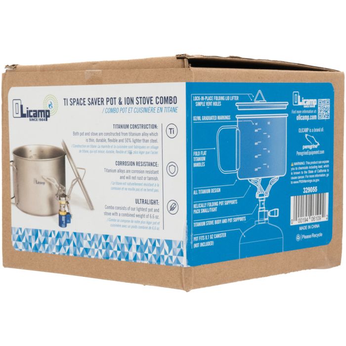 OLicamp ION STOVE WITH TITANIUM SPACE SAVER 900 POT COMBO