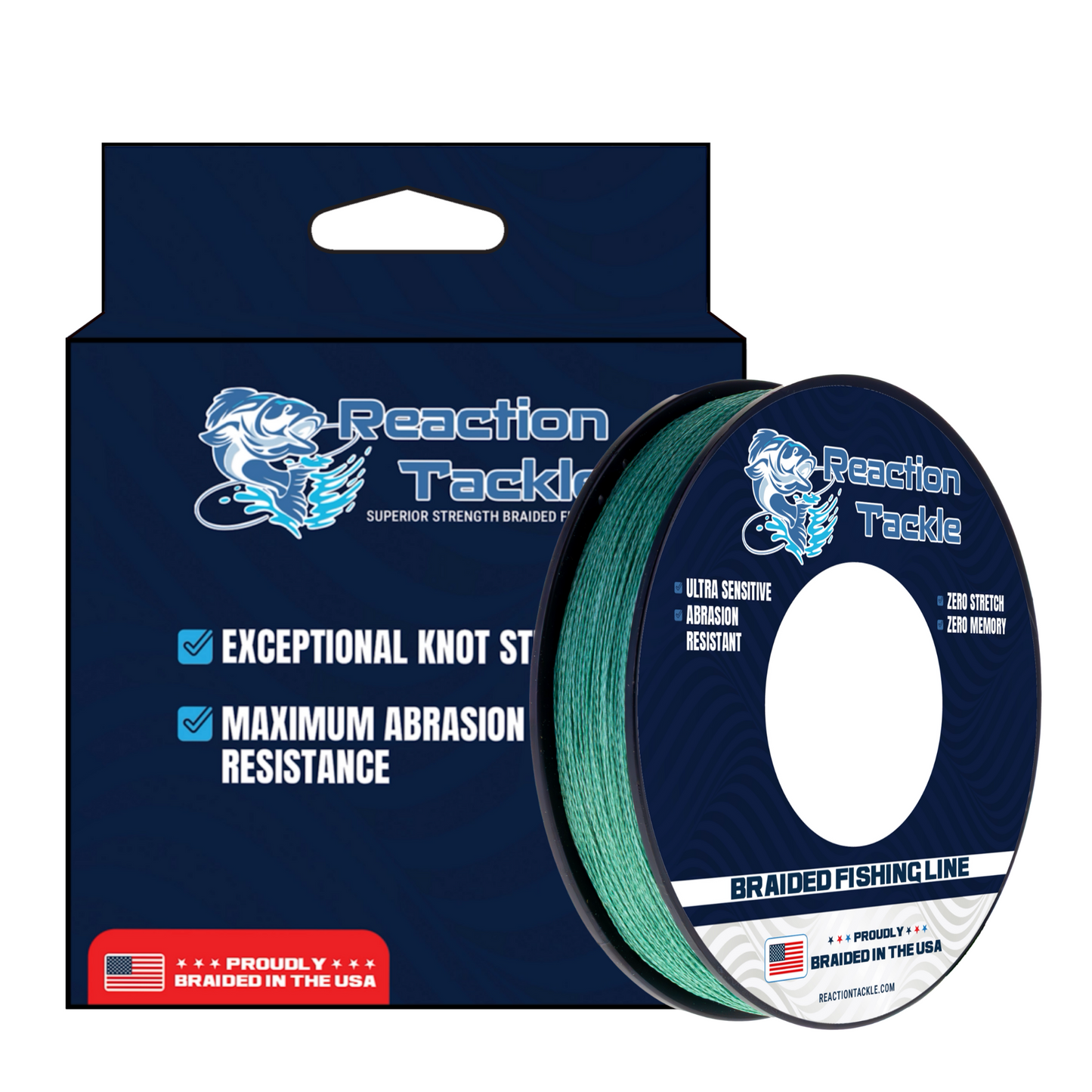 Reaction Tackle BRAIDED IN THE USA Fishing Line- 4X- NEW