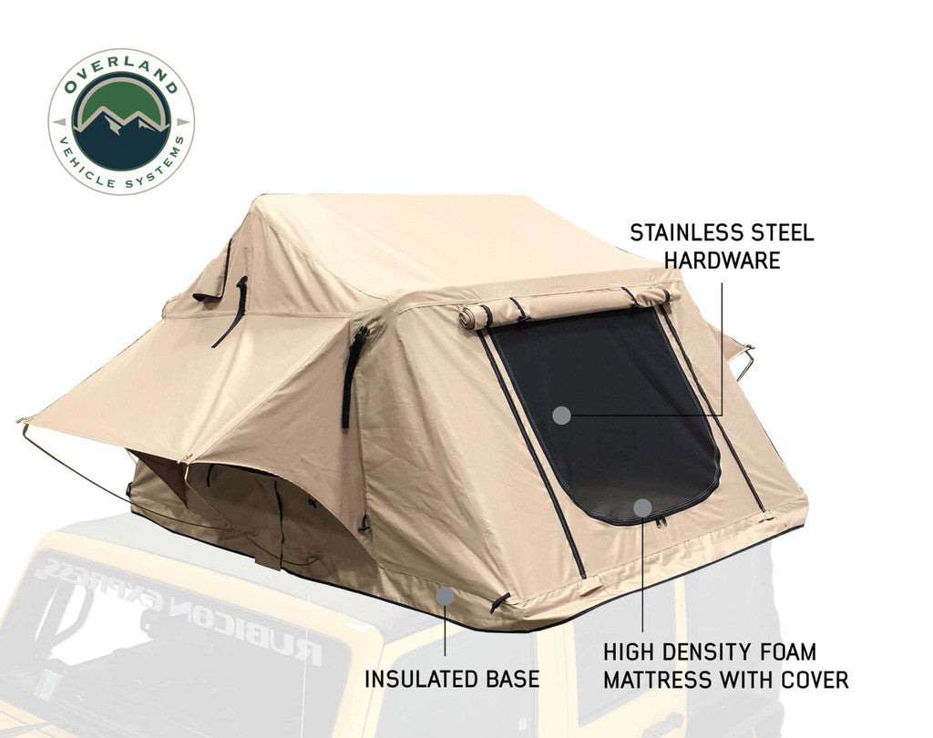 TMBK 3 Person Roof Top Tent with Green Rain Fly