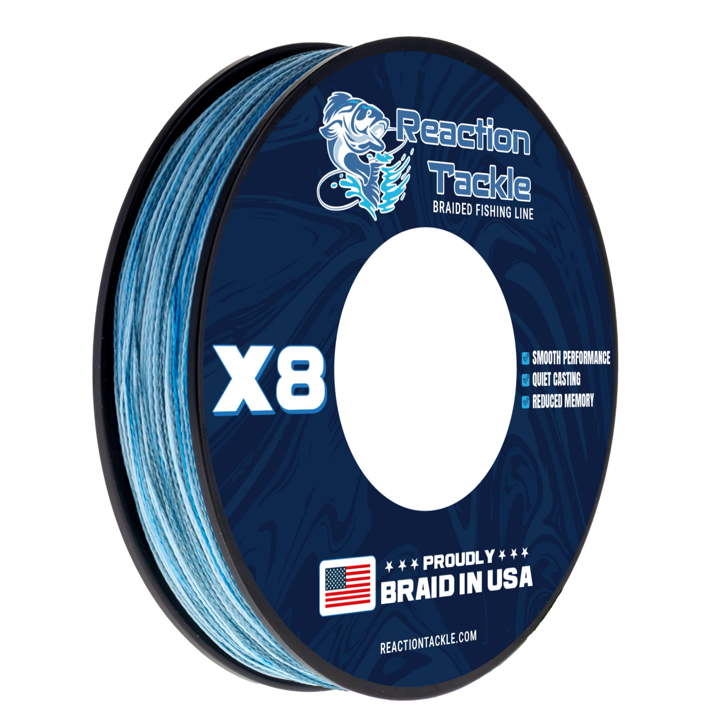 Reaction Tackle BRAIDED IN THE USA Fishing Line- 8X- NEW