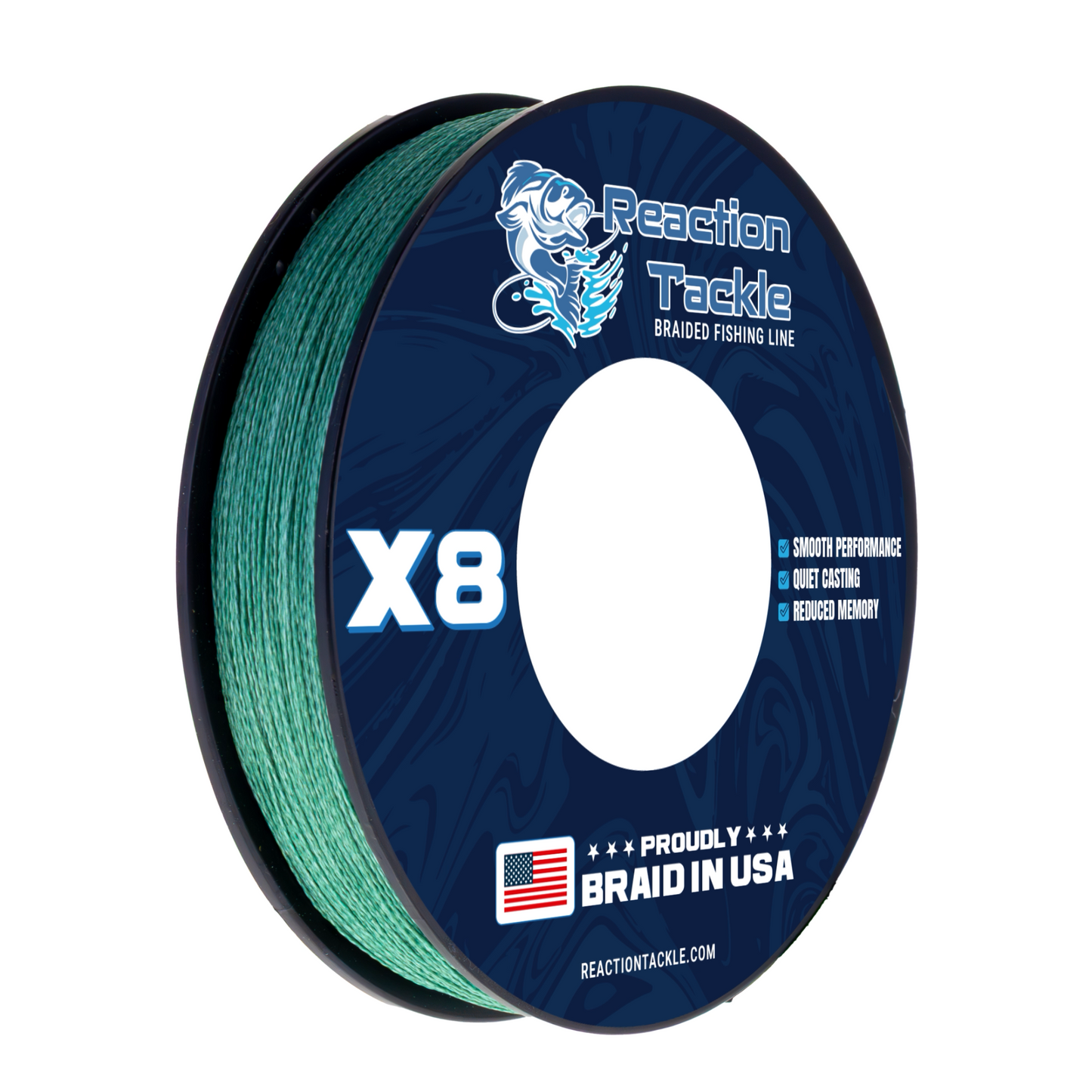 Reaction Tackle BRAIDED IN THE USA Fishing Line- 8X- NEW