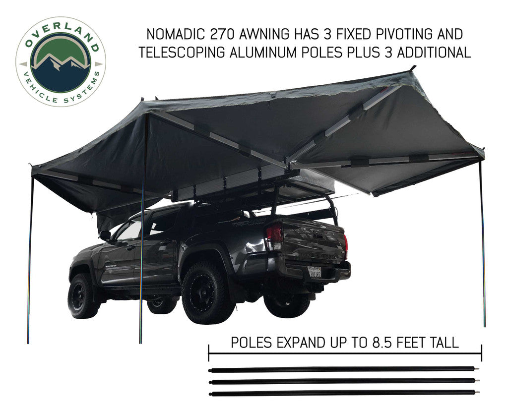 Nomadic Awning 270 Driver Side Dark Gray Cover With Black Cover Universal